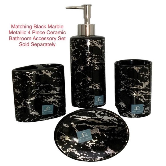 Today’s Living Black Marble Metallic Silver Fabric Shower Curtain  72 in X 72 in - Picture 14 of 16